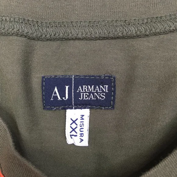 AJ ARMANI JEANS Green Orange/Red'ish Logo Print Long Sleeve Shirt - Picture 2 of 7